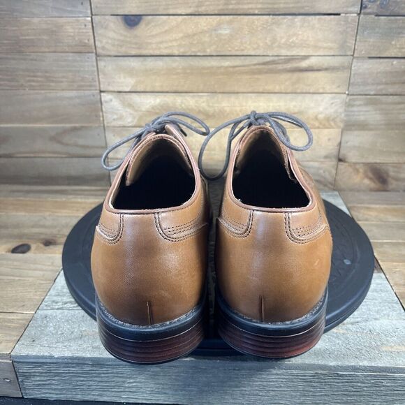 Johnston & Murphy Mens Size 10.5M Branning Cap Toe Tan Sheepskin Brown Lace Up - Picture 4 of 10